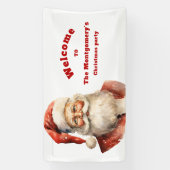 Retro Kerstman Feest Welkom Spandoek (Verticaal)