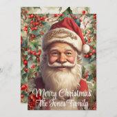 Retro Kerstman Feestdagenkaart (Voorkant / Achterkant)