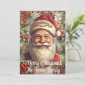 Retro Kerstman Feestdagenkaart (Staand voorkant)