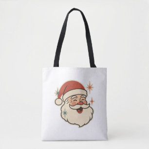 Retro Kerstman Gezicht – Vintage Kerstvakantie Draagtas
