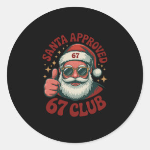 Retro Kerstman Goedgekeurd 67 - Clic Kerstmis 67 M Ronde Sticker