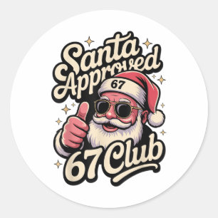 Retro Kerstman Goedgekeurd 67 Club - Grappige Kers Ronde Sticker