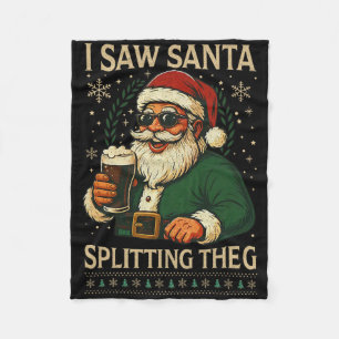 Retro Kerstman Ik Zag Kerstman De G Drinken Lelijk Fleece Deken
