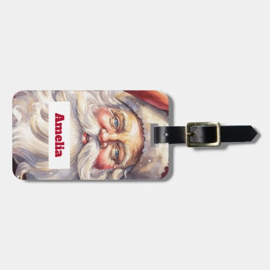 Retro Kerstman in een rood Pet Bagagelabel (Voorkant horizontaal)