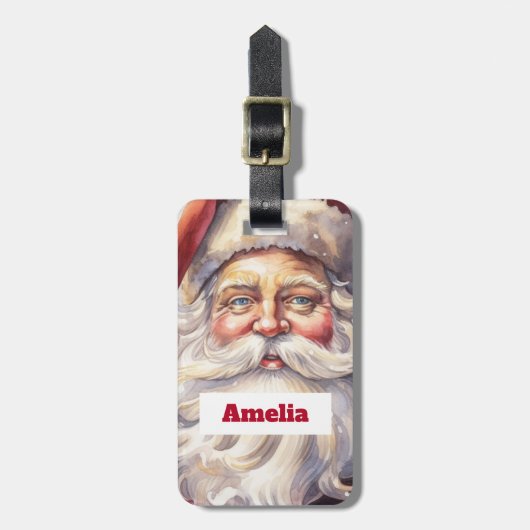 Retro Kerstman in een rood Pet Bagagelabel (Voorkant verticaal)