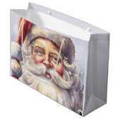 Retro Kerstman in een rood Pet Groot Cadeauzakje (Voorkant Gekanteld)