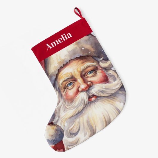 Retro Kerstman in een rood Pet Grote Kerstsok (Achterkant (Hangend))