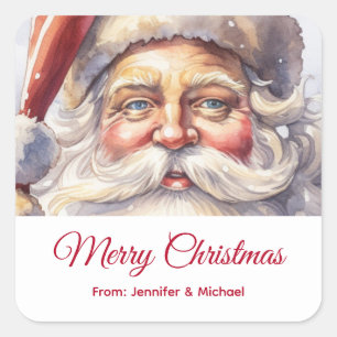 Retro Kerstman in een rood Pet kerstcadeau Vierkante Sticker