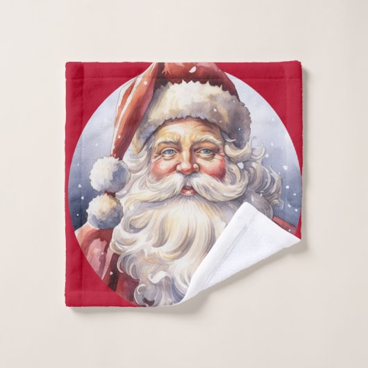 Retro Kerstman in een rood Pet kerstpatroon Bad Handdoek (Wasdoekje)