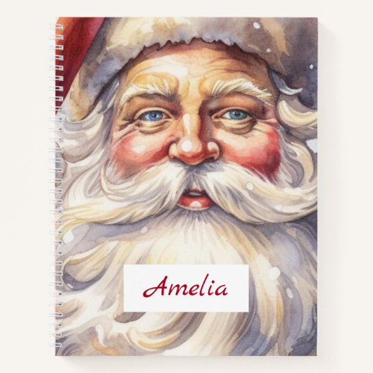 Retro Kerstman in een rood Pet Notitieboek (Voorkant)