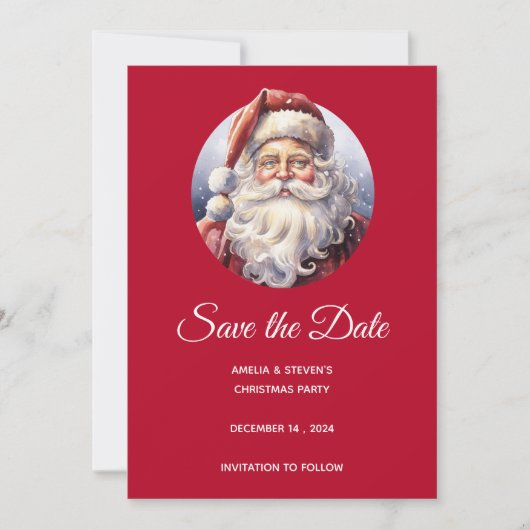 Retro Kerstman in een rood Pet Save The Date (Voorkant)