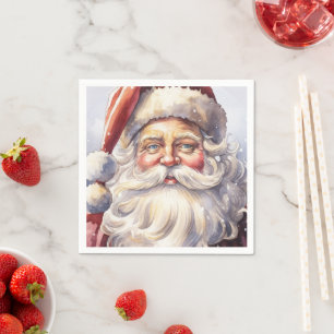 Retro Kerstman in een rood Pet Servet
