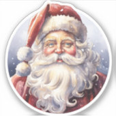 Retro Kerstman in een rood Pet Sticker (Voorkant)