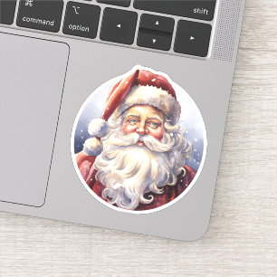 Retro Kerstman in een rood Pet Sticker