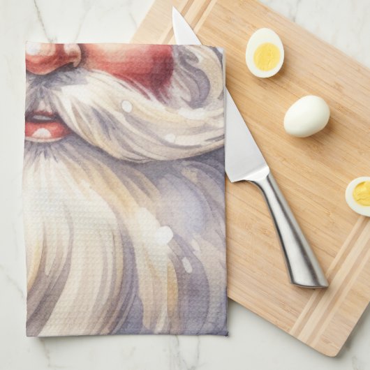 Retro Kerstman in een rood Pet Theedoek (Quarter Fold)