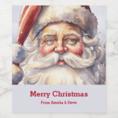 Retro Kerstman in een rood Pet Wijn Etiket (Enkel label)
