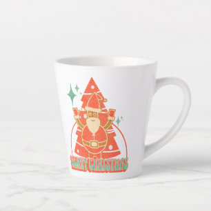 Retro Kerstman Kerstboom Pret Personage Latte Mok