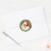 Retro  Kerstman Kerstmis Ronde Sticker (Envelop)