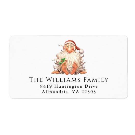 Retro Kerstman Kerstvakantie Etiket (Voorkant)