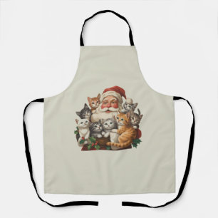 Retro Kerstman & Kittens Kerstmis Winter 90s Schort