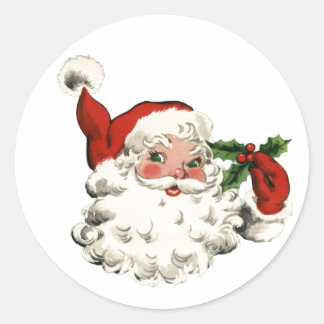 RETRO Kerstman Klassieke Ronde Sticker