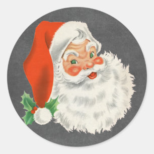 Retro Kerstman Krijtbord Kerststickers Ronde Sticker