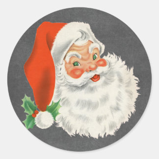 Retro Kerstman Krijtbord Kerststickers Ronde Sticker