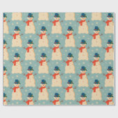 Retro kerstman lichtblauw Cadeaupapier (Vlak)