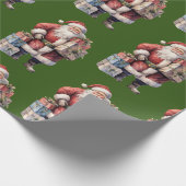 Retro Kerstman met Aangename Geschenken Cadeaupapier (Hoek)