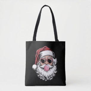 Retro Kerstman Met Bril Die Zeepbel Kerstmis Blaas Draagtas