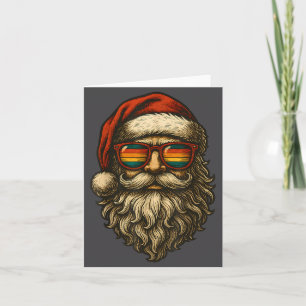 Retro Kerstman Met Coole Zonnebril Voor Kerstliefh Kaart