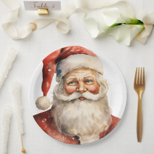 Retro Kerstman Papieren Bordje