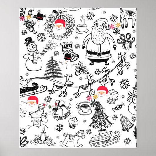 Retro Kerstman Poster (Voorkant)