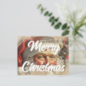 Retro Kerstman Prettig Kerstfeest Briefkaart (Staand voorkant)
