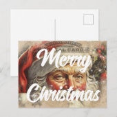 Retro Kerstman Prettig Kerstfeest Briefkaart (Voorkant / Achterkant)
