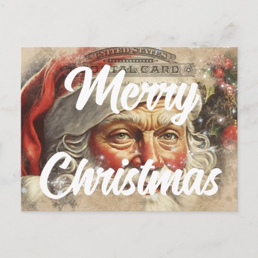 Retro Kerstman Prettig Kerstfeest Briefkaart (Voorkant)