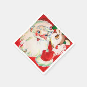 retro Kerstman rendier servetten (Hoek)