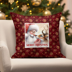Retro Kerstman Rudolph Kerst Kussen Hoesje Magie