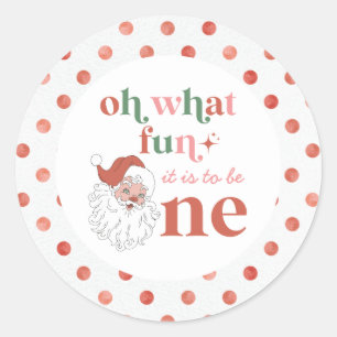 Retro Kerstman Sinterklaas Eerste Verjaardag Ronde Sticker