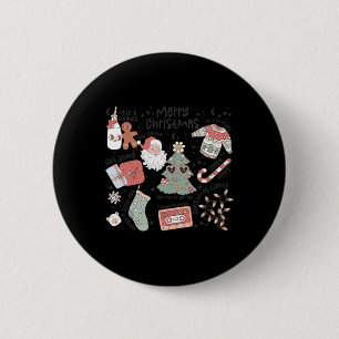 Retro Kerstman Sinterklaas Koekje Lelijke Kerstmis Ronde Button 5,7 Cm