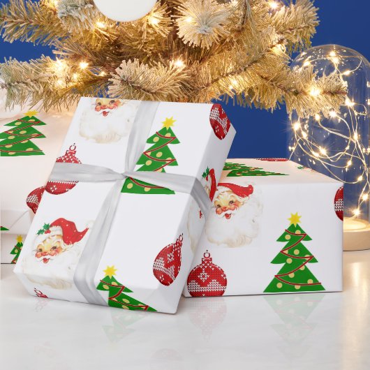 Retro Kerstman Sinterklaas Patroon Verpakking Papi Cadeaupapier (Feestdagen)