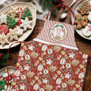 Retro Kerstman slee Kerst bakken Koekje Oma Schort