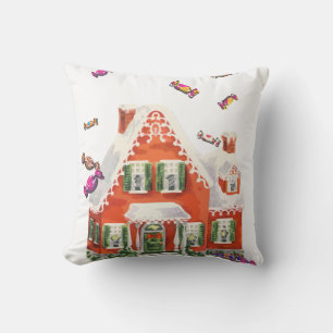  retro kerstman snoep gingerbrood huis buitenkussen