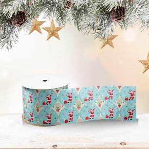Retro Kerstman speelt tennis Ogee-patroon Lint
