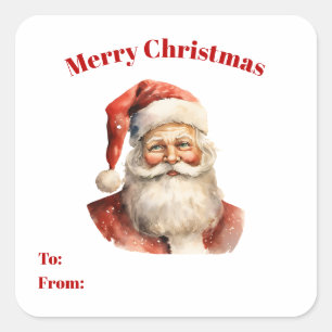 Retro Kerstman van en naar cadeau Vierkante Sticker