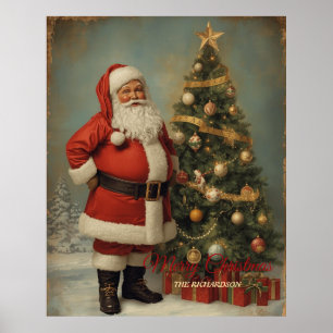 Retro Kerstman Vintage Kerstversiering Poster