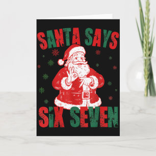 Retro Kerstman zegt zes zeven 67 Meme Kerstmis Kaart