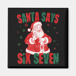 Retro Kerstman zegt zes zeven 67 Meme Kerstmis Magneet