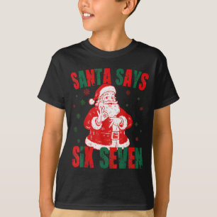 Retro Kerstman Zegt Zes Zeven 67 Meme Kerstmis T-shirt
