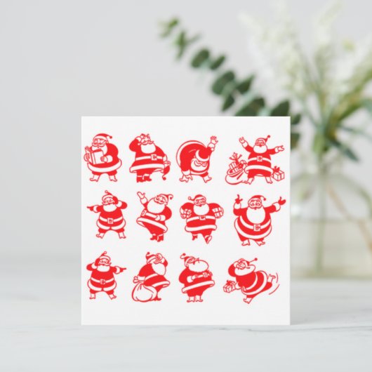 Retro Kerstmannen Kaart (Staand voorkant)